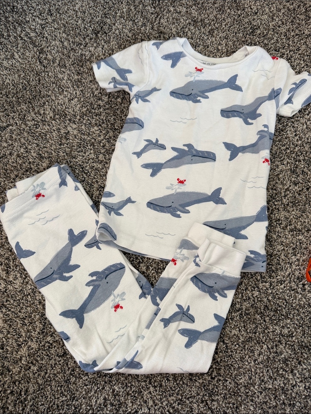 Carters just one you whale and crab pajama set size 3T